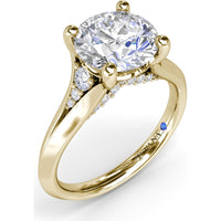 Split Shank Cathedral Engagement Ring Setting with Hidden Halo and Pavé Diamond Accents by Fana - 0.23 Carat Total Diamond Weight