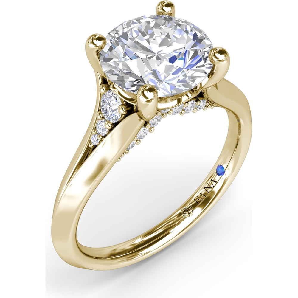 Split Shank Cathedral Engagement Ring Setting with Hidden Halo and Pavé Diamond Accents by Fana - 0.23 Carat Total Diamond Weight