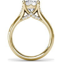Split Shank Cathedral Engagement Ring Setting with Hidden Halo and Pavé Diamond Accents by Fana - 0.23 Carat Total Diamond Weight