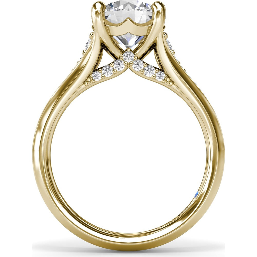 Split Shank Cathedral Engagement Ring Setting with Hidden Halo and Pavé Diamond Accents by Fana - 0.23 Carat Total Diamond Weight