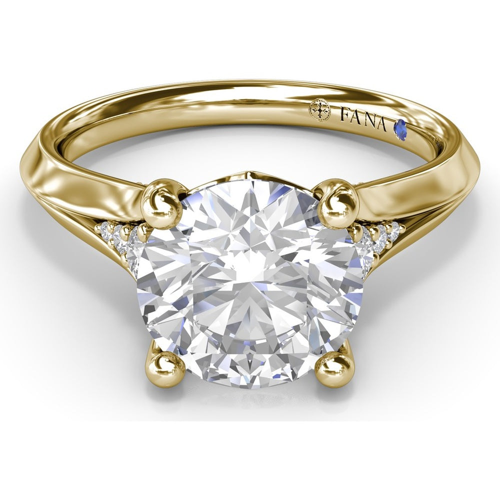 Split Shank Cathedral Engagement Ring Setting with Hidden Halo and Pavé Diamond Accents by Fana - 0.23 Carat Total Diamond Weight
