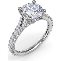 Split Shank Diamond Engagement Ring Setting with Pavé Band by Fana - 0.59 Carat Total Diamond Weight