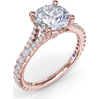 Split Shank Diamond Engagement Ring Setting with Pavé Band by Fana - 0.59 Carat Total Diamond Weight