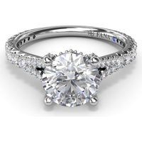 Split Shank Diamond Engagement Ring Setting with Pavé Band by Fana - 0.59 Carat Total Diamond Weight