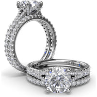 Split Shank Diamond Engagement Ring Setting with Pavé Band by Fana - 0.59 Carat Total Diamond Weight