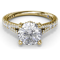 Split Shank Diamond Engagement Ring Setting with Pavé Band by Fana - 0.59 Carat Total Diamond Weight