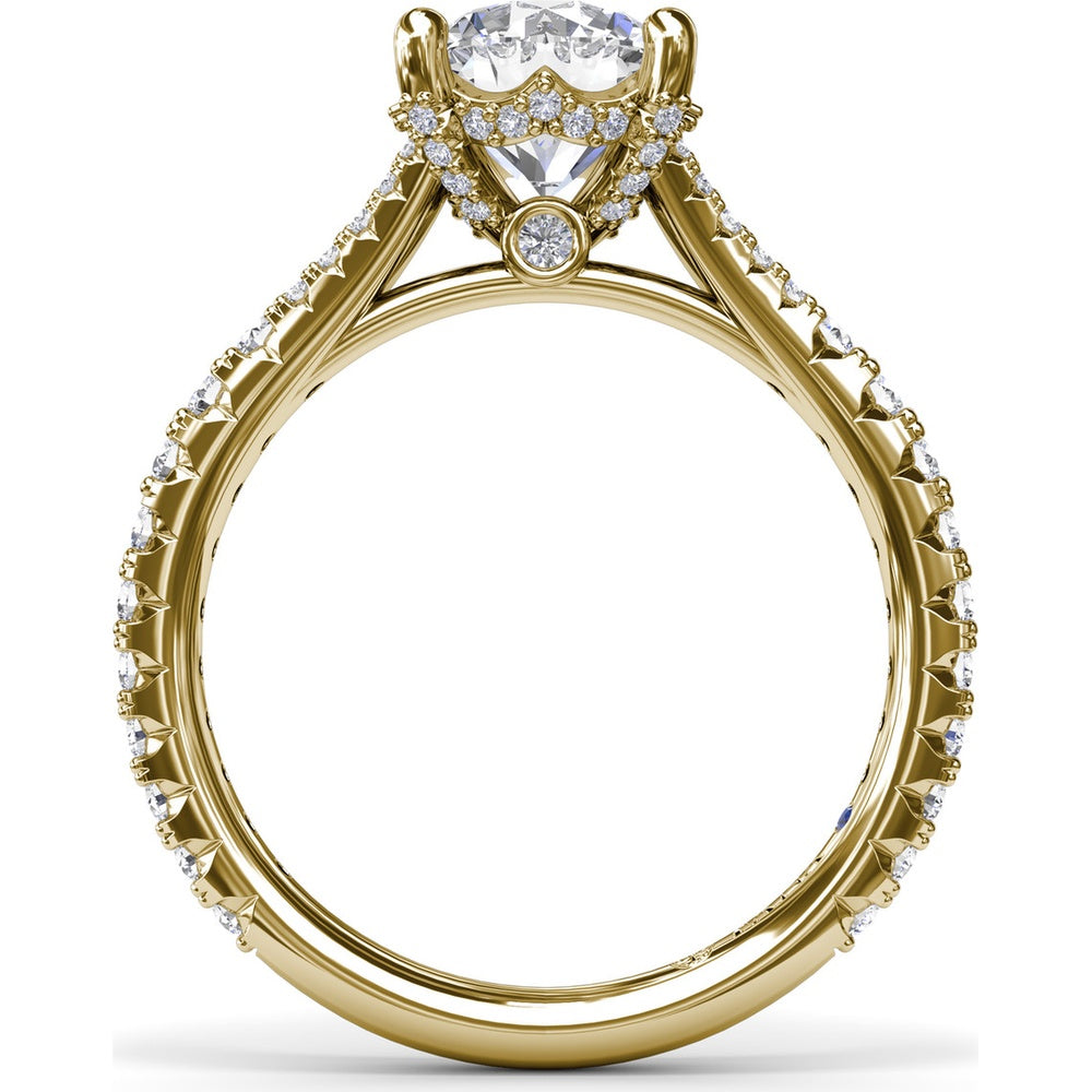 Split Shank Diamond Engagement Ring Setting with Pavé Band by Fana - 0.59 Carat Total Diamond Weight