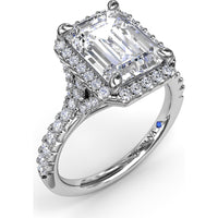 Split Shank Diamond Halo Engagement Ring Setting with Pavé Band by Fana - 0.50 Carat Total Diamond Weight