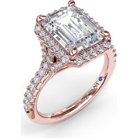 Split Shank Diamond Halo Engagement Ring Setting with Pavé Band by Fana - 0.50 Carat Total Diamond Weight