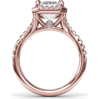Split Shank Diamond Halo Engagement Ring Setting with Pavé Band by Fana - 0.50 Carat Total Diamond Weight