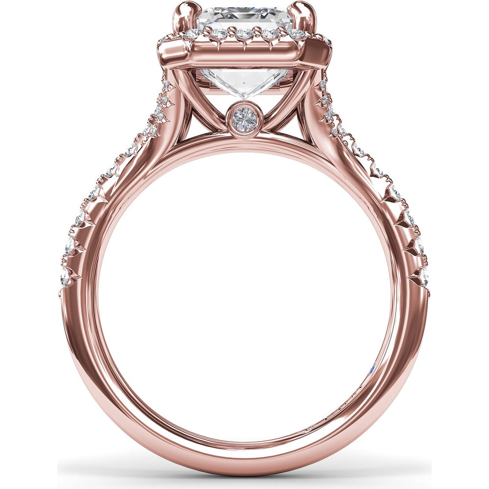 Split Shank Diamond Halo Engagement Ring Setting with Pavé Band by Fana - 0.50 Carat Total Diamond Weight