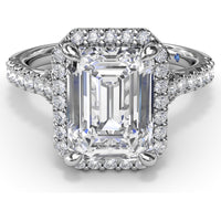 Split Shank Diamond Halo Engagement Ring Setting with Pavé Band by Fana - 0.50 Carat Total Diamond Weight