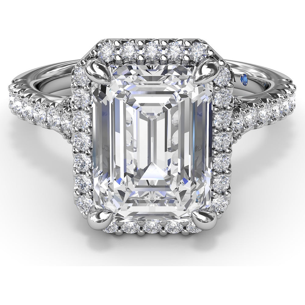 Split Shank Diamond Halo Engagement Ring Setting with Pavé Band by Fana - 0.50 Carat Total Diamond Weight