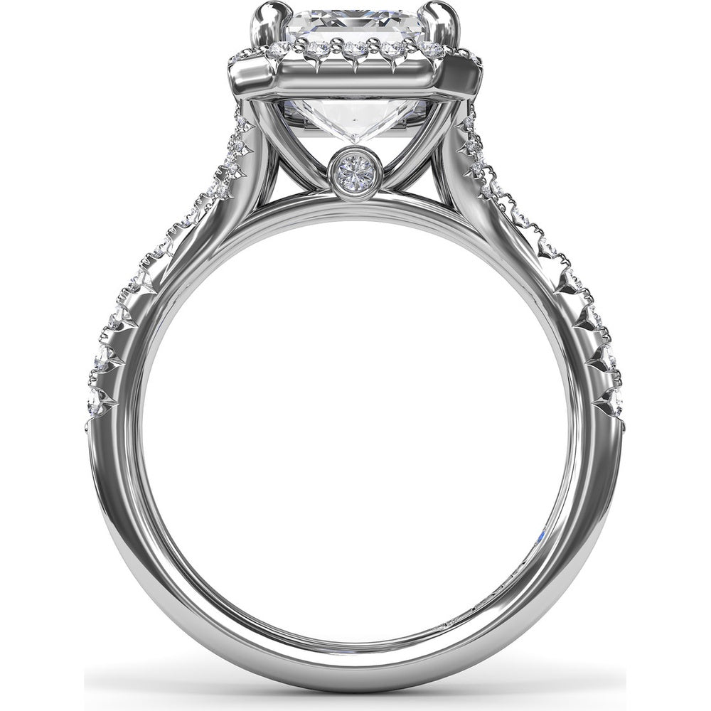 Split Shank Diamond Halo Engagement Ring Setting with Pavé Band by Fana - 0.50 Carat Total Diamond Weight
