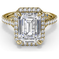 Split Shank Diamond Halo Engagement Ring Setting with Pavé Band by Fana - 0.50 Carat Total Diamond Weight