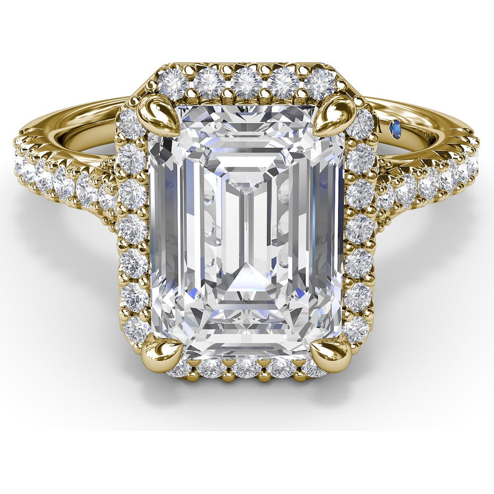 Split Shank Diamond Halo Engagement Ring Setting with Pavé Band by Fana - 0.50 Carat Total Diamond Weight