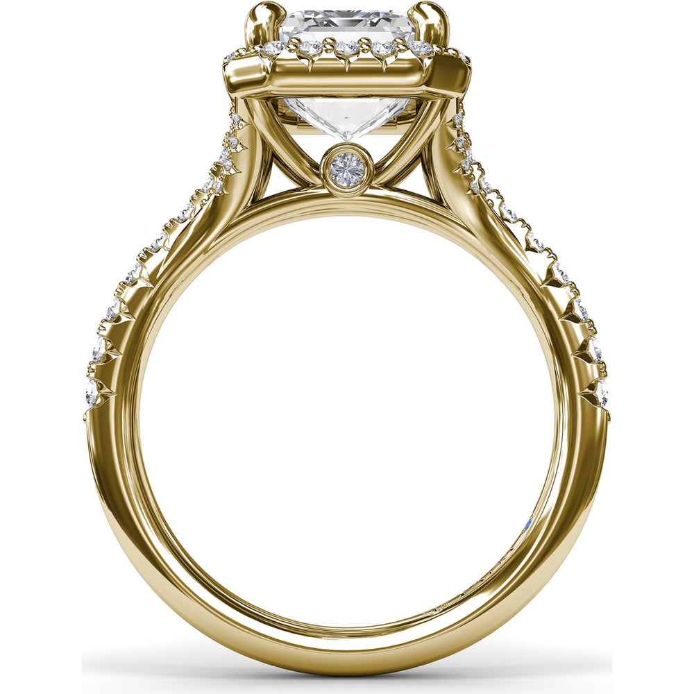 Split Shank Diamond Halo Engagement Ring Setting with Pavé Band by Fana - 0.50 Carat Total Diamond Weight