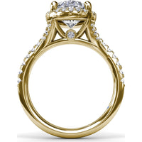 Split Shank Diamond Halo Engagement Ring Setting with Pear Shape Center by Fana - 0.50 Carat Total Diamond Weight