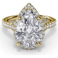 Split Shank Diamond Halo Engagement Ring Setting with Pear Shape Center by Fana - 0.50 Carat Total Diamond Weight