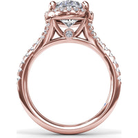 Split Shank Diamond Halo Engagement Ring Setting with Pear Shape Center by Fana - 0.50 Carat Total Diamond Weight