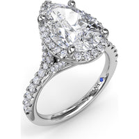 Split Shank Diamond Halo Engagement Ring Setting with Pear Shape Center by Fana - 0.50 Carat Total Diamond Weight