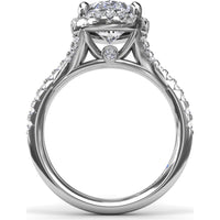 Split Shank Diamond Halo Engagement Ring Setting with Pear Shape Center by Fana - 0.50 Carat Total Diamond Weight