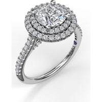 Split Shank Double Halo Engagement Ring Setting with Pavé Diamonds by Fana - 0.55 Carat Total Diamond Weight