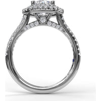 Split Shank Double Halo Engagement Ring Setting with Pavé Diamonds by Fana - 0.55 Carat Total Diamond Weight