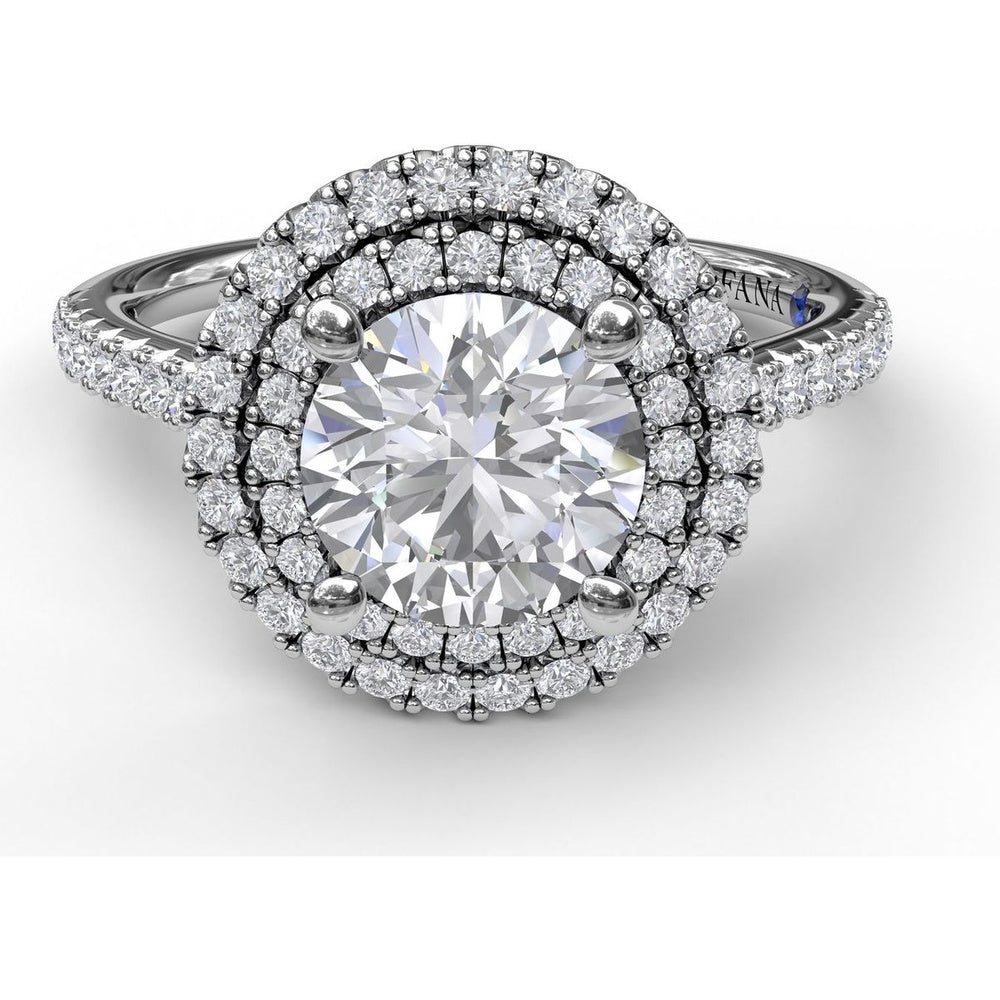 Split Shank Double Halo Engagement Ring Setting with Pavé Diamonds by Fana - 0.55 Carat Total Diamond Weight