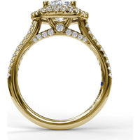 Split Shank Double Halo Engagement Ring Setting with Pavé Diamonds by Fana - 0.55 Carat Total Diamond Weight