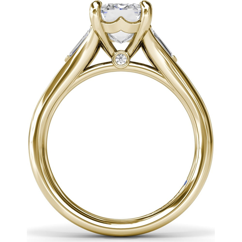 Split Shank Emerald Cut Diamond Engagement Ring Setting with Tapered Baguette Side Stones by Fana - 0.26 Carat Total Diamond Weight