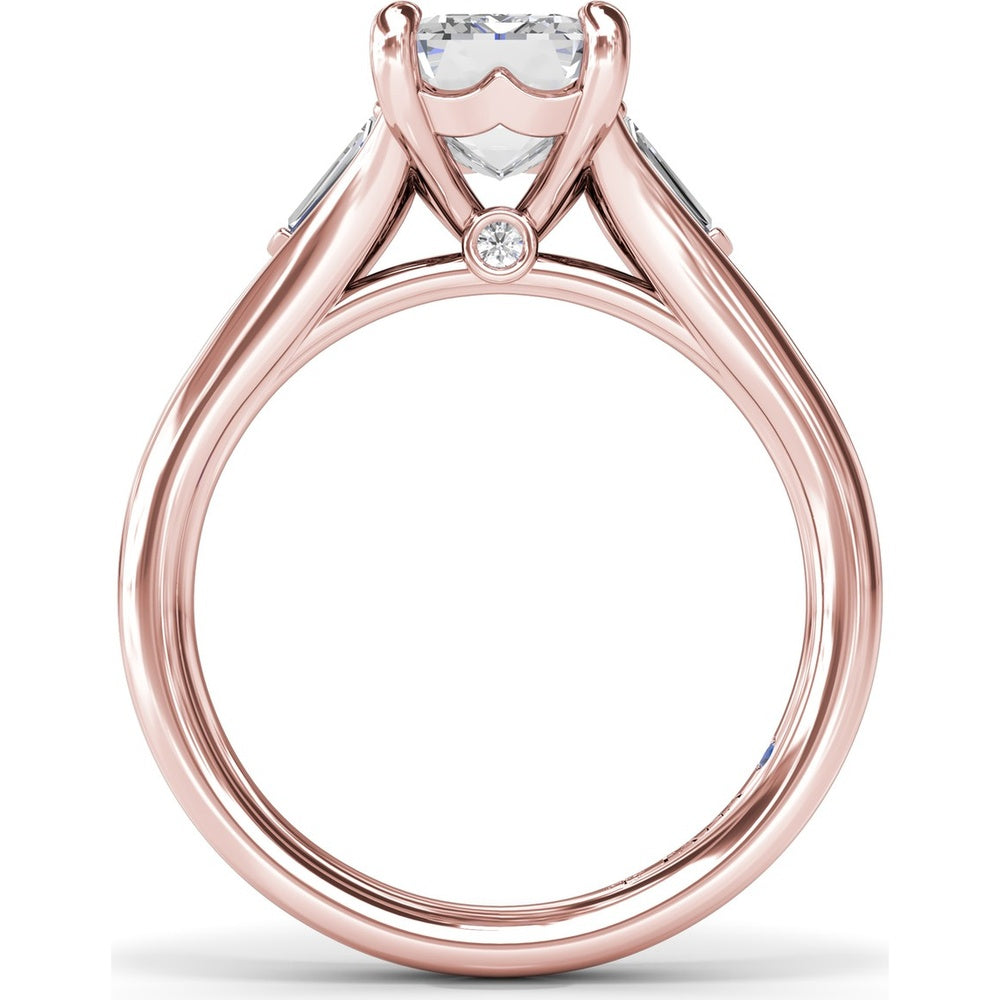 Split Shank Emerald Cut Diamond Engagement Ring Setting with Tapered Baguette Side Stones by Fana - 0.26 Carat Total Diamond Weight