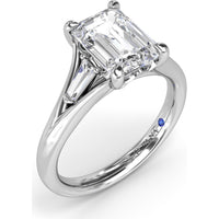 Split Shank Emerald Cut Diamond Engagement Ring Setting with Tapered Baguette Side Stones by Fana - 0.26 Carat Total Diamond Weight