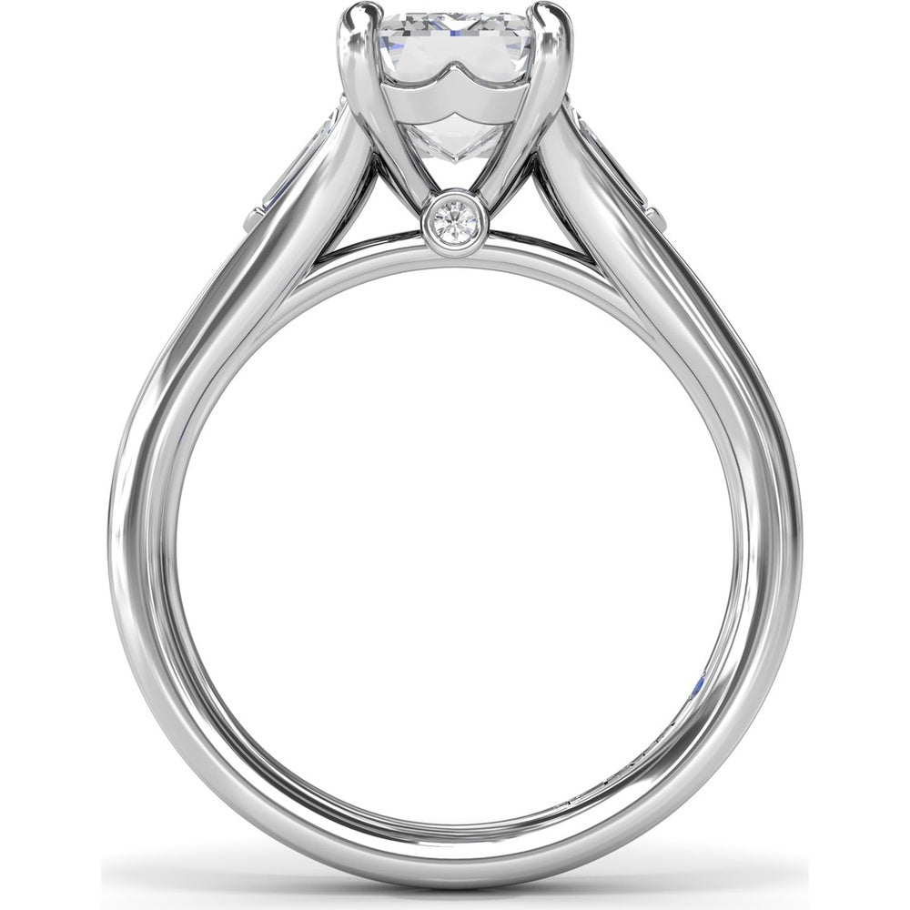 Split Shank Emerald Cut Diamond Engagement Ring Setting with Tapered Baguette Side Stones by Fana - 0.26 Carat Total Diamond Weight