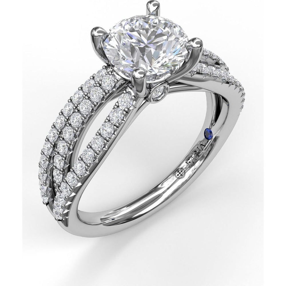 Split Shank Enchanting Wave Band Engagement Ring Setting with Pavé Diamonds by Fana - 0.52 Carat Total Diamond Weight