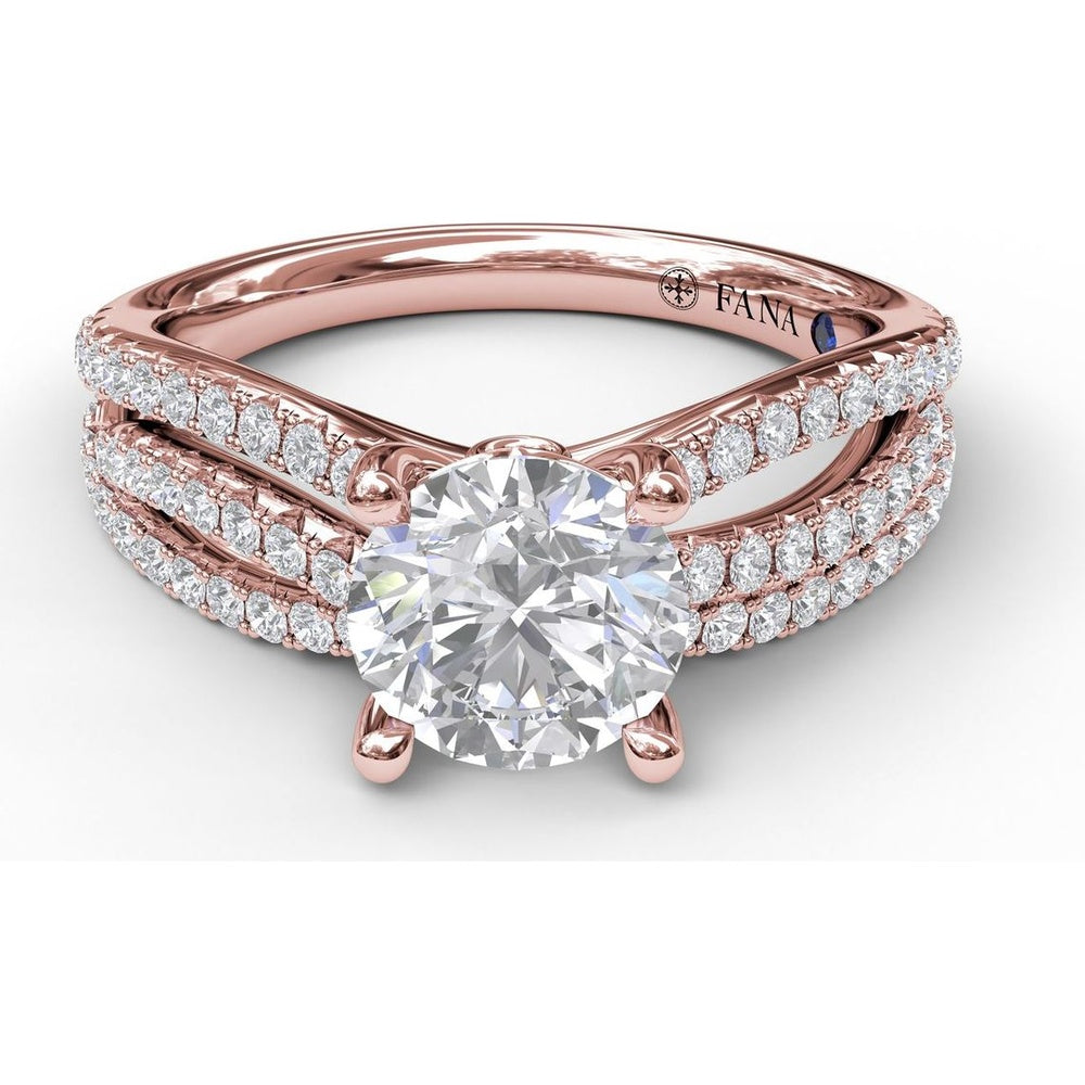 Split Shank Enchanting Wave Band Engagement Ring Setting with Pavé Diamonds by Fana - 0.52 Carat Total Diamond Weight