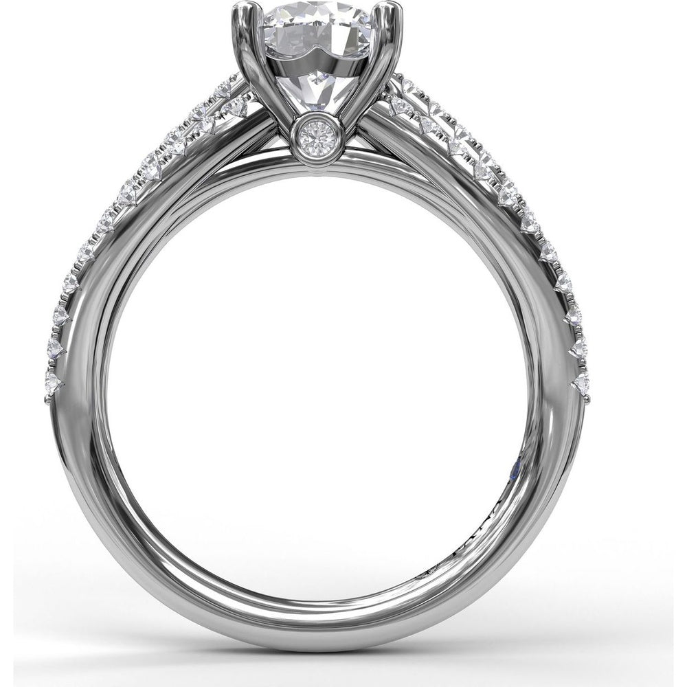 Split Shank Enchanting Wave Band Engagement Ring Setting with Pavé Diamonds by Fana - 0.52 Carat Total Diamond Weight