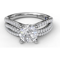 Split Shank Enchanting Wave Band Engagement Ring Setting with Pavé Diamonds by Fana - 0.52 Carat Total Diamond Weight