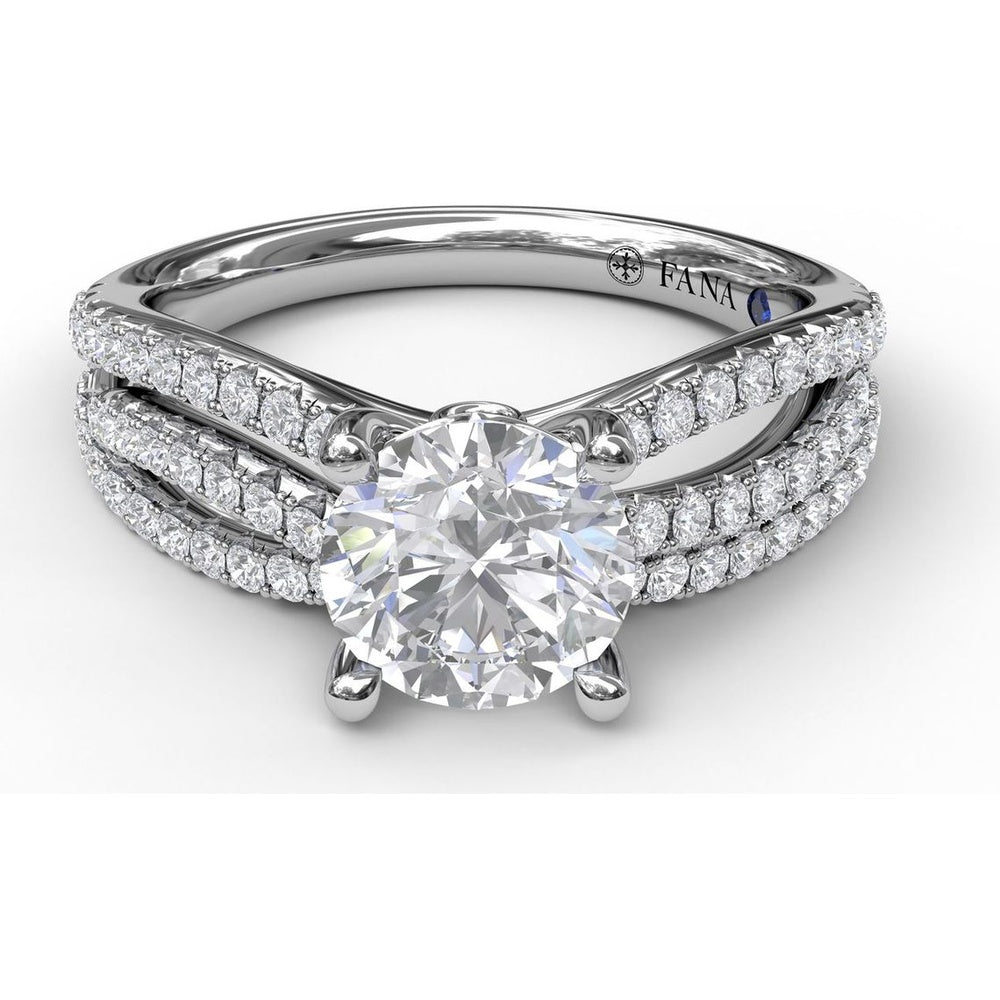 Split Shank Enchanting Wave Band Engagement Ring Setting with Pavé Diamonds by Fana - 0.52 Carat Total Diamond Weight