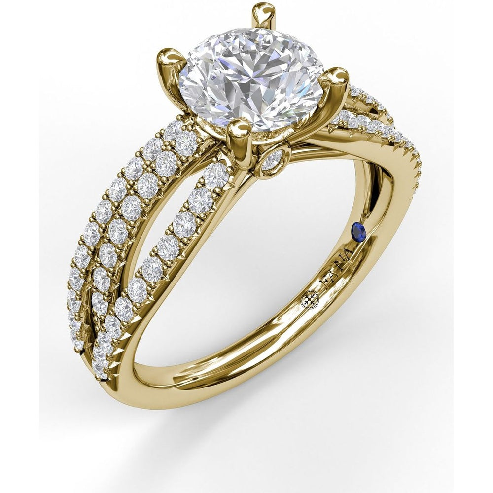 Split Shank Enchanting Wave Band Engagement Ring Setting with Pavé Diamonds by Fana - 0.52 Carat Total Diamond Weight