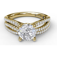 Split Shank Enchanting Wave Band Engagement Ring Setting with Pavé Diamonds by Fana - 0.52 Carat Total Diamond Weight
