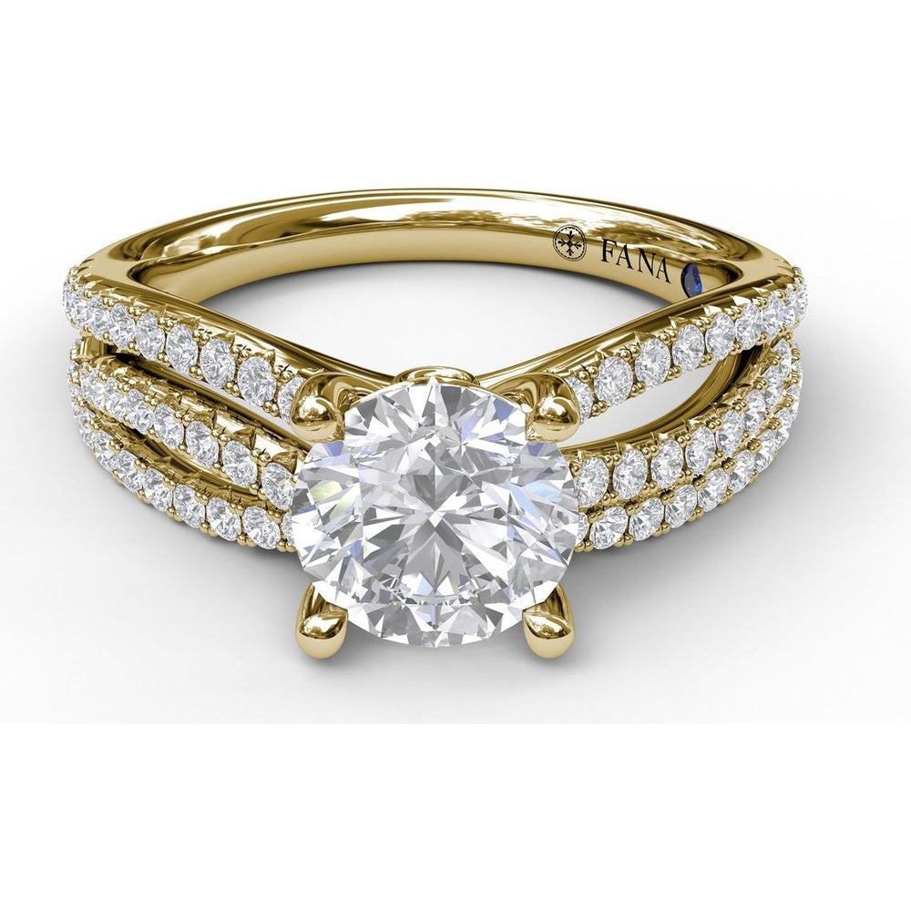 Split Shank Enchanting Wave Band Engagement Ring Setting with Pavé Diamonds by Fana - 0.52 Carat Total Diamond Weight