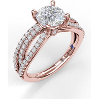 Split Shank Enchanting Wave Band Engagement Ring Setting with Pavé Diamonds by Fana - 0.52 Carat Total Diamond Weight