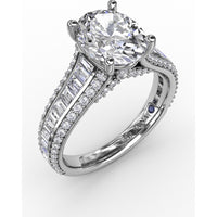 Split Shank Engagement Ring Setting with Channel-Set Baguette and Pavé Diamonds by Fana - 1.43 Carat Total Diamond Weight