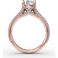 Split Shank Engagement Ring Setting with Channel-Set Baguette and Pavé Diamonds by Fana - 1.43 Carat Total Diamond Weight