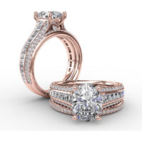 Split Shank Engagement Ring Setting with Channel-Set Baguette and Pavé Diamonds by Fana - 1.43 Carat Total Diamond Weight