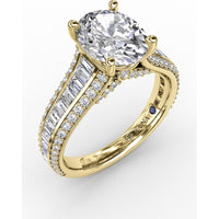 Split Shank Engagement Ring Setting with Channel-Set Baguette and Pavé Diamonds by Fana - 1.43 Carat Total Diamond Weight