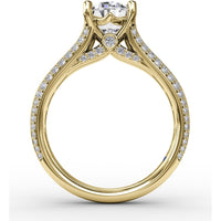 Split Shank Engagement Ring Setting with Channel-Set Baguette and Pavé Diamonds by Fana - 1.43 Carat Total Diamond Weight