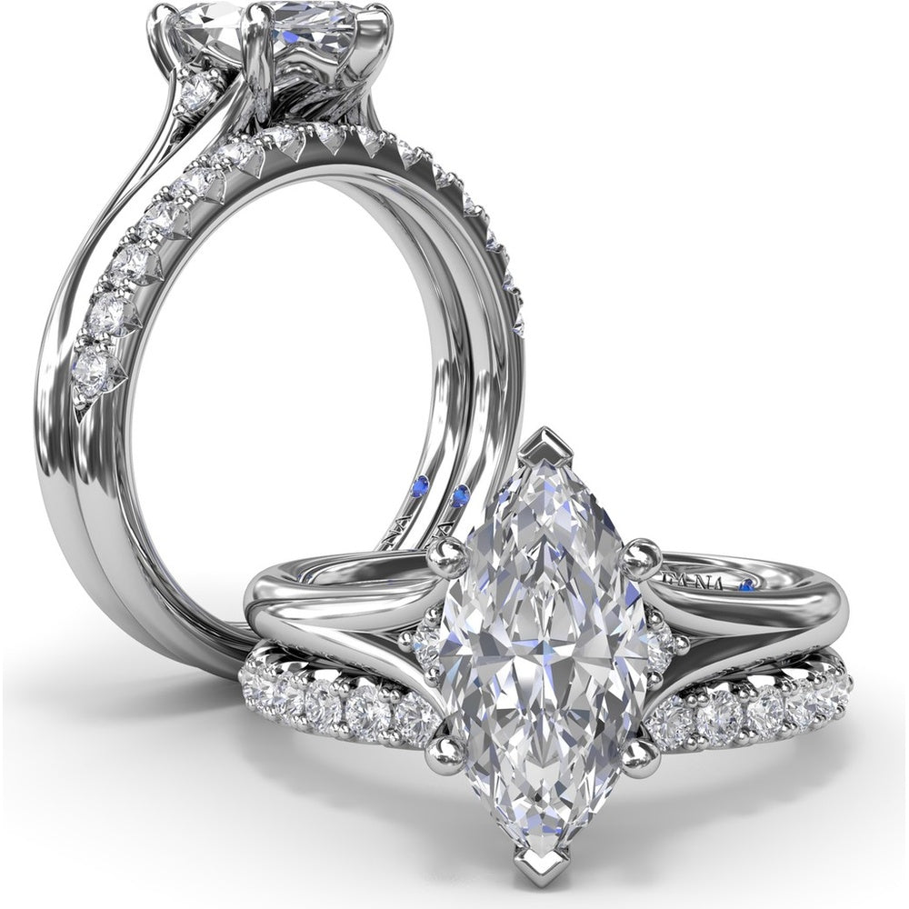 Split Shank Engagement Ring Setting with Contouring Round Diamonds by Fana - 0.06 Carat Total Diamond Weight