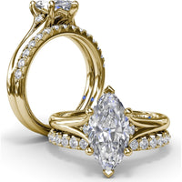 Split Shank Engagement Ring Setting with Contouring Round Diamonds by Fana - 0.06 Carat Total Diamond Weight